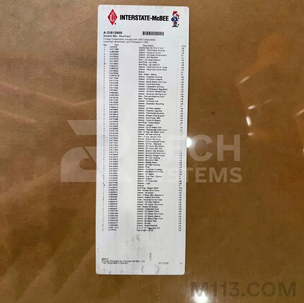 Зображення продукту Комплект прокладок